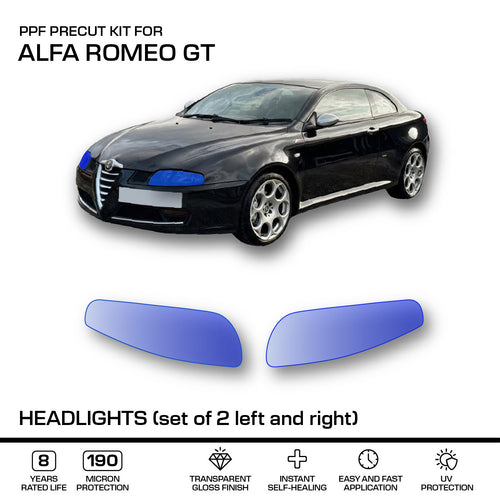 Alfa Romeo GT Headlights – PPF Paint Protection Film Precut – Set of 2 Left or Right — view 2