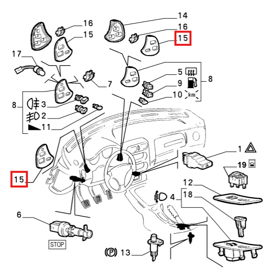 Alfa Romeo GTV 916 Fog Lights or Windscreen Ventilation Fuel Filler Switch Black Left or — view 5