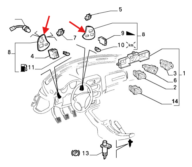 Alfa Romeo GTV 916 Headlight Angle Adjuster Switch or Dash Light Dimmer Control Bracket — view 6