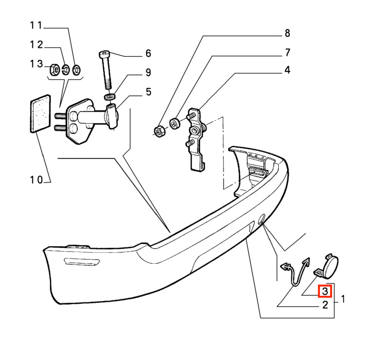 Alfa Romeo GTV / Spider 916 Rear Bumper Tow Hook Cover Cap Primed (112997799) — view 4