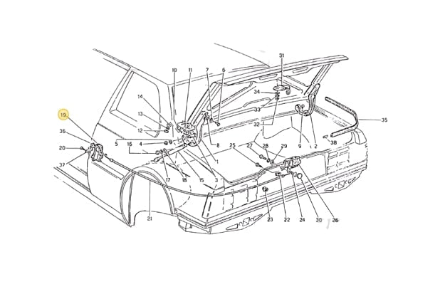 Alfa Romeo Spider Maserati Biturbo Trunk & Fuel Door Release Handle Black (314720007) — view 5