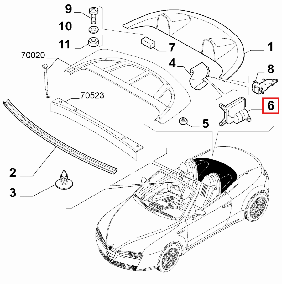 Alfa Romeo Spider Type 939 Replacement Gear Roof Hatch Motor (71747615) — view 6