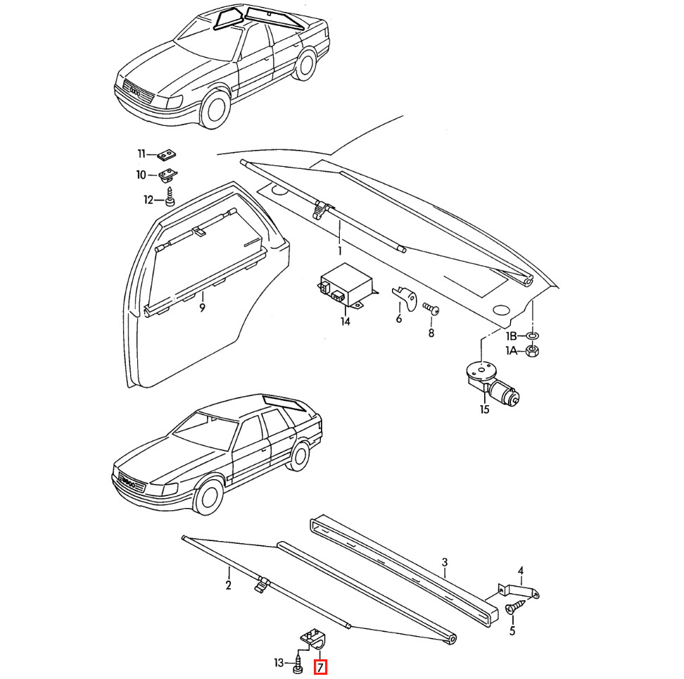 Audi 100 A6 Avant Roller Sunblind Hooks Set of 2 Black (4A9861327) — view 4