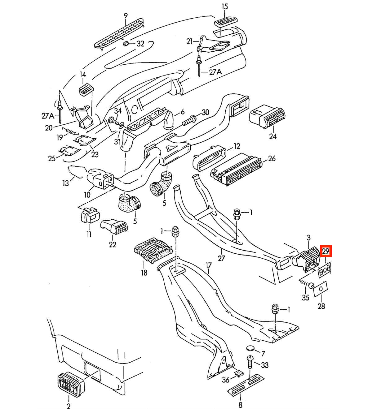 Audi 100 / A6 C4 Centre Console Rear 2x USB Panel Black (4A0863277B) — view 4