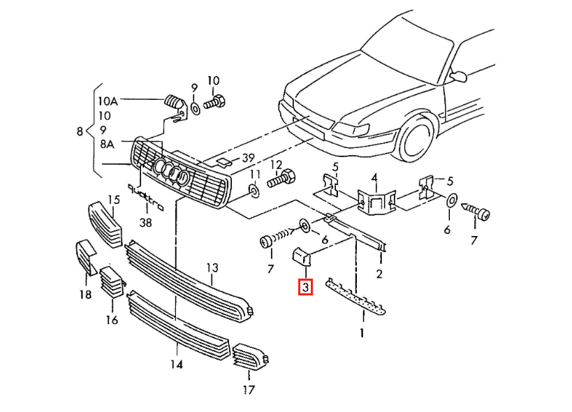 Audi 100 / A6 C4 Headlight Washer Cover Cap Left or Right Primed (4A0807155 / 4A0807156) — view 4