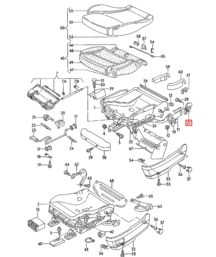 Audi 100 A6 Front Seat Rail Rear Outer Cover Left or Right All Colours (4A0881087 / 4A0881088) — view 4