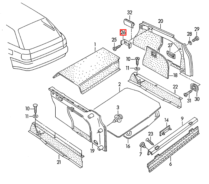 Audi 100 A6 Support Luggage Compartment Cover Set of 2 Black (4A9867433 & 4A9867434) — view 4