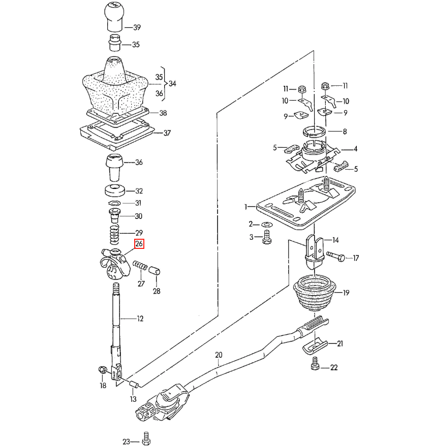 Audi 80 90 100 A4 A6 Enlarged Joint Gear Shift Lever Repair Kit (893711118E) — view 4