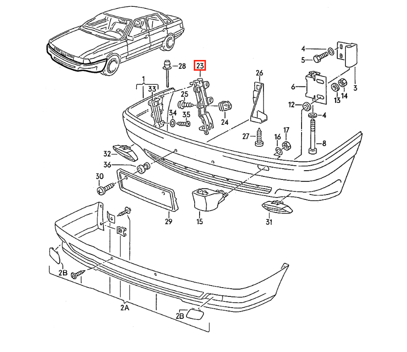 Audi 80 90 100 A6 Bumper Mounting Bracket Left or Right Black (893807253 / 4A0807253 / 893807254 / 4A0807254) — view 4