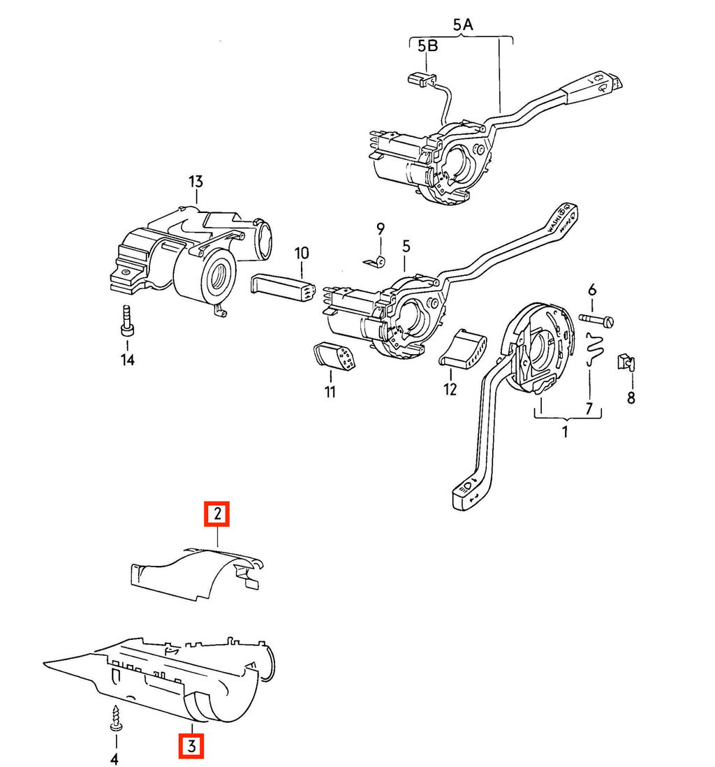 Audi 80 / 90 / Coupe / Quattro Typ 81/85 Steering Column Cover Trim All Colours 811953515 + (811953516) — view 6
