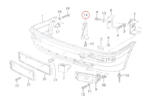 Audi 80 B3 B4 Cabriolet Coupe 2.6 V6 Front Bumper Bracket Mount 895807266F — view 5