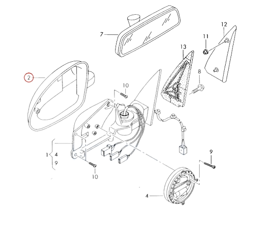 Audi A2 Rear View Mirror Housing Black Left 8Z18575271P9 — view 3