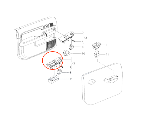 Audi A2 Switch Mounting Soul (Black) 8Z 8Z1959521A 7PE — view 3