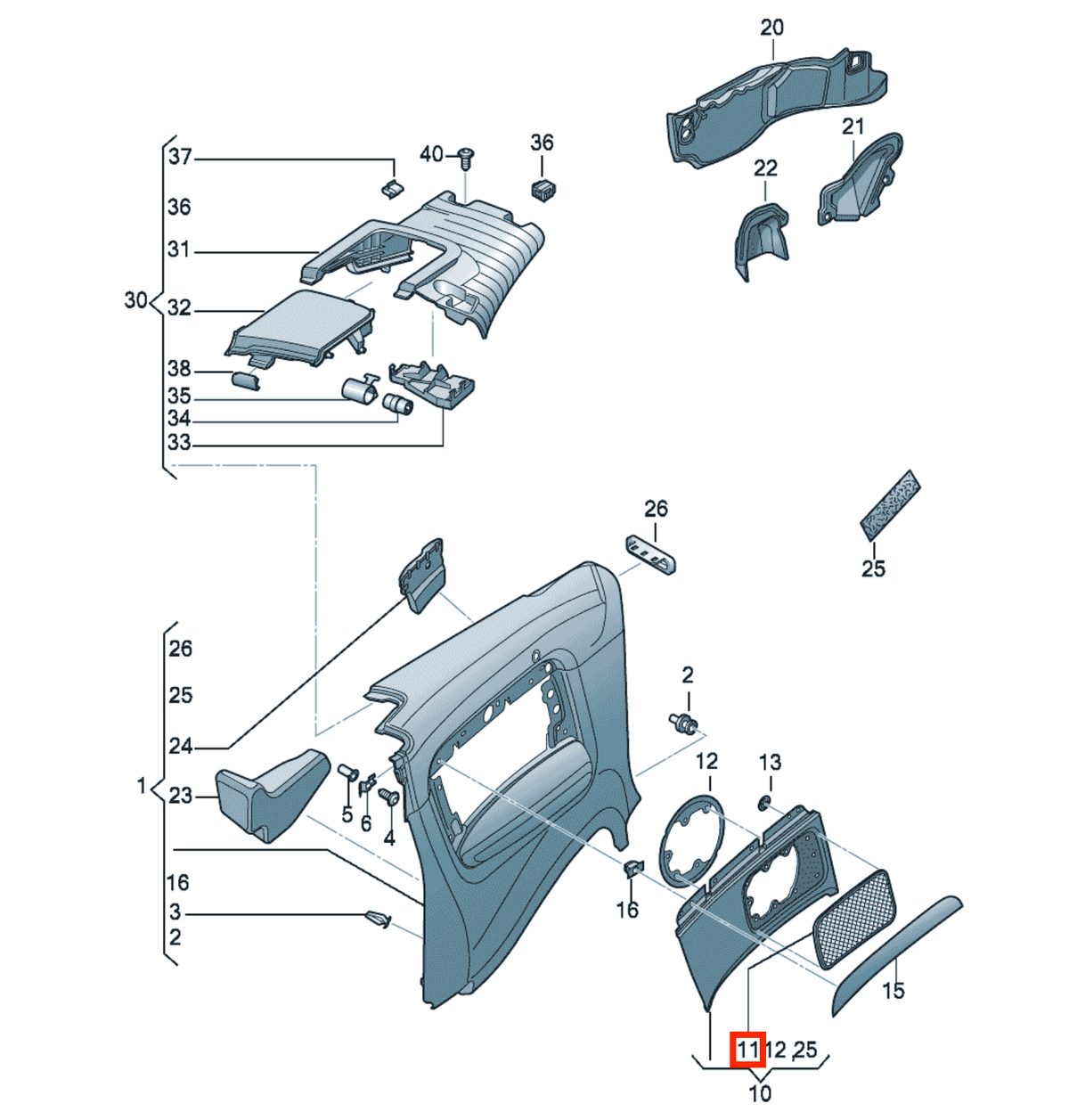 Audi A4 B6 / B7 Convertible Rear Panel Speaker Cover Left or Right All Colours (8H0035405 / 8H0035406) — view 4