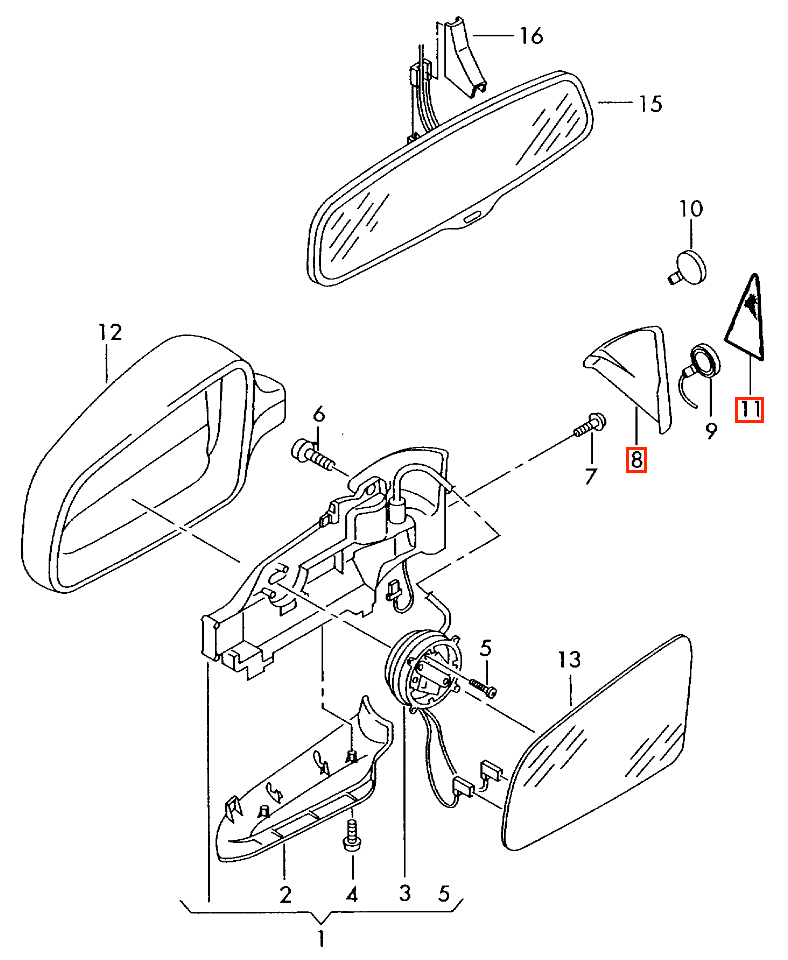 Audi A4 RS4 B7 Convertible Mirror Triangle Speaker Cover Left or Right Black 8H0 857 505 / 8H0 857 506 — view 5