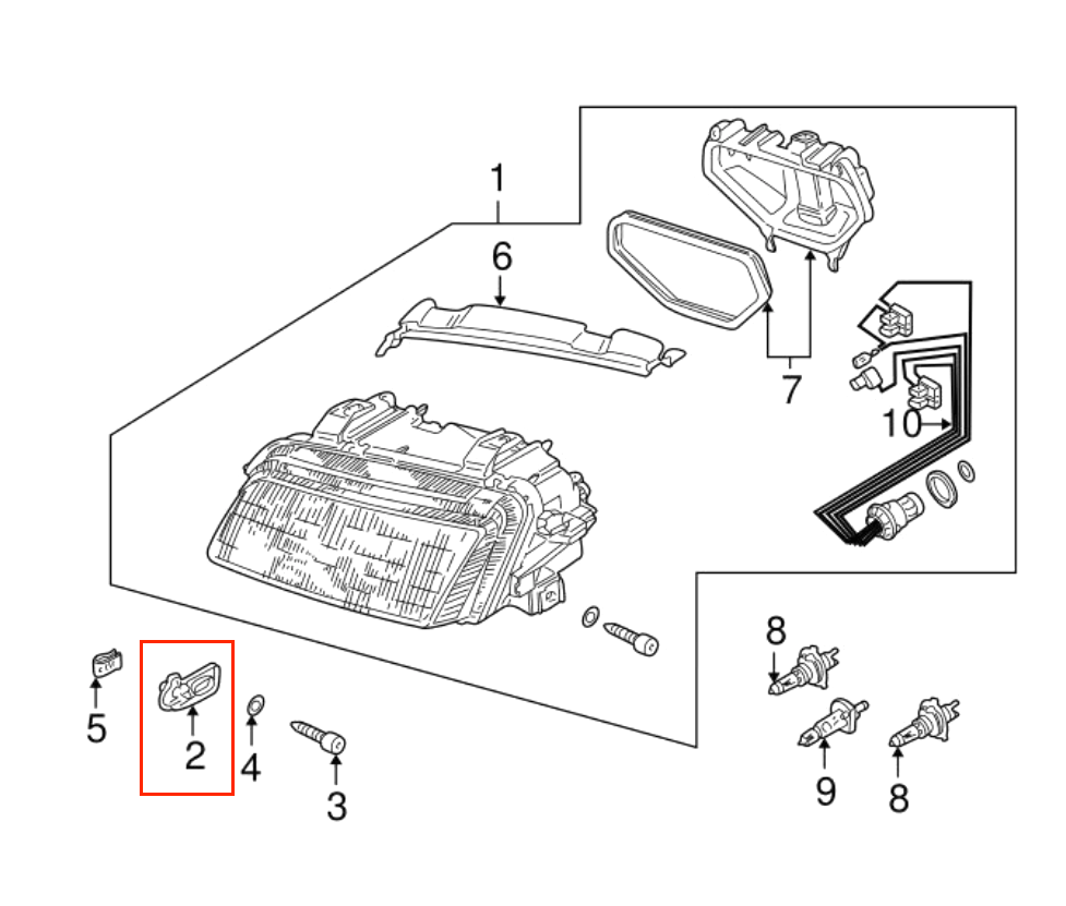 Audi A4 S4 B5 Retaining Plate Headlight Holder Bracket Left or Right Black (8D0941453 / 8D0941454) — view 4