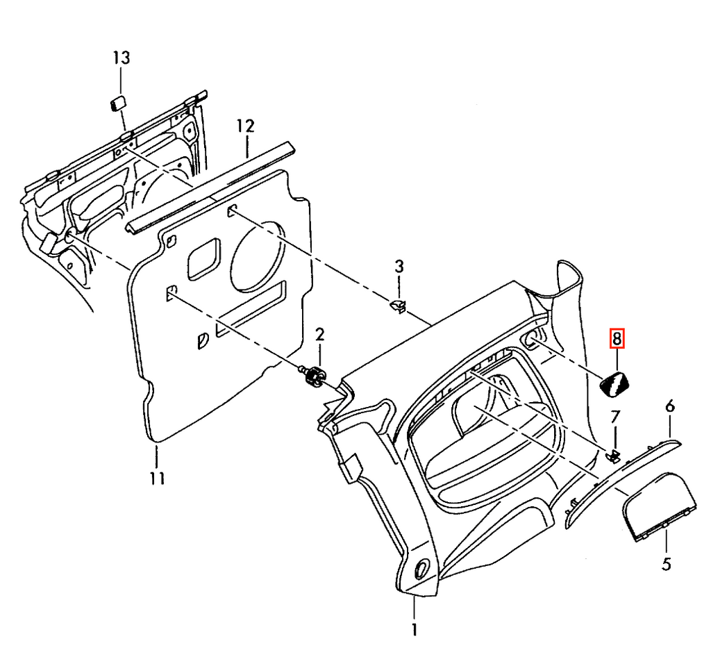 Audi A5 8T Rear Quarter Panel Speaker Cover Left or Right All Colours (8T0035409 / 8T0035410) — view 4