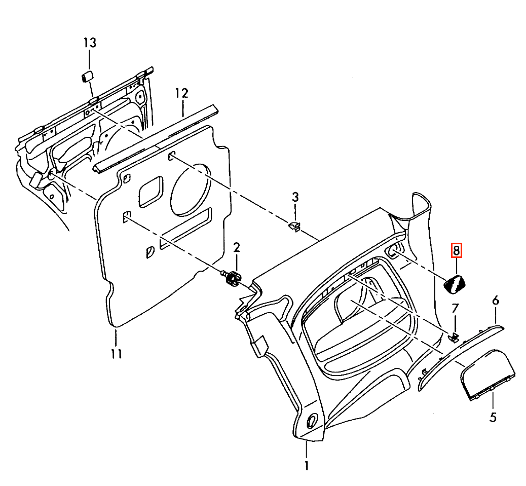 Audi A5 8T Rear Quarter Panel Speaker Cover Left or Right All Colours (8T0035409 / 8T0035410) — view 4