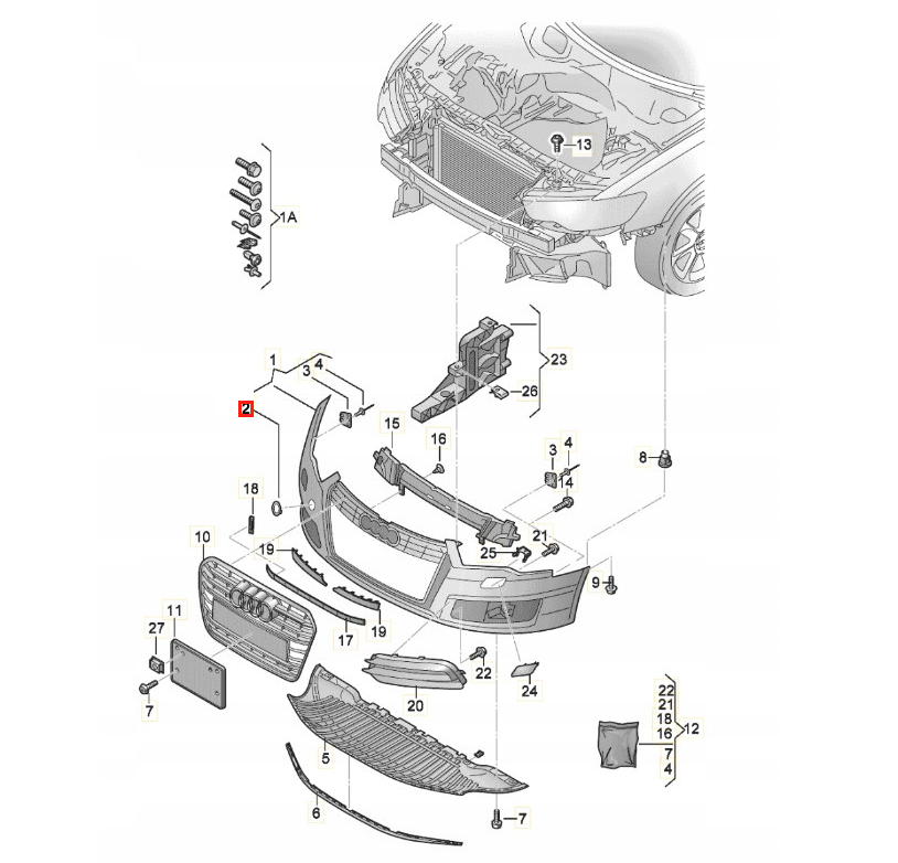 Audi A6 C7 Front Bumper Tow Hook Eye Cover Primed (4G0807241) — view 4