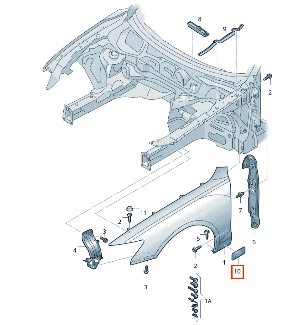 Audi A6 S6 C7 Front Fender and Door PPF Protective Film – Set of 2 Left or Right — view 4