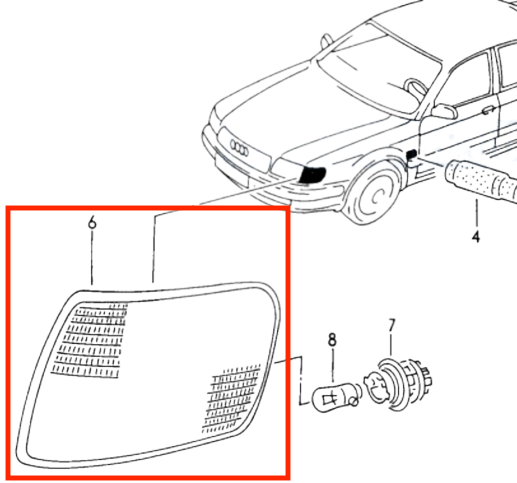 Audi A8 D2 USA Turn Indicator Light Left or Right | 4D0953049A / 4D0953050A — view 5