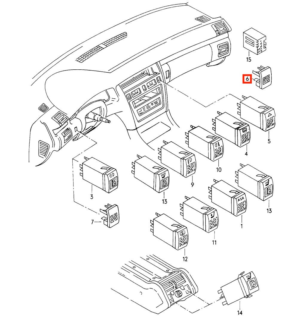 Audi A8 / S8 D2 Centre Console Switch Blank with USB Charger Black (4D0941515B) — view 4