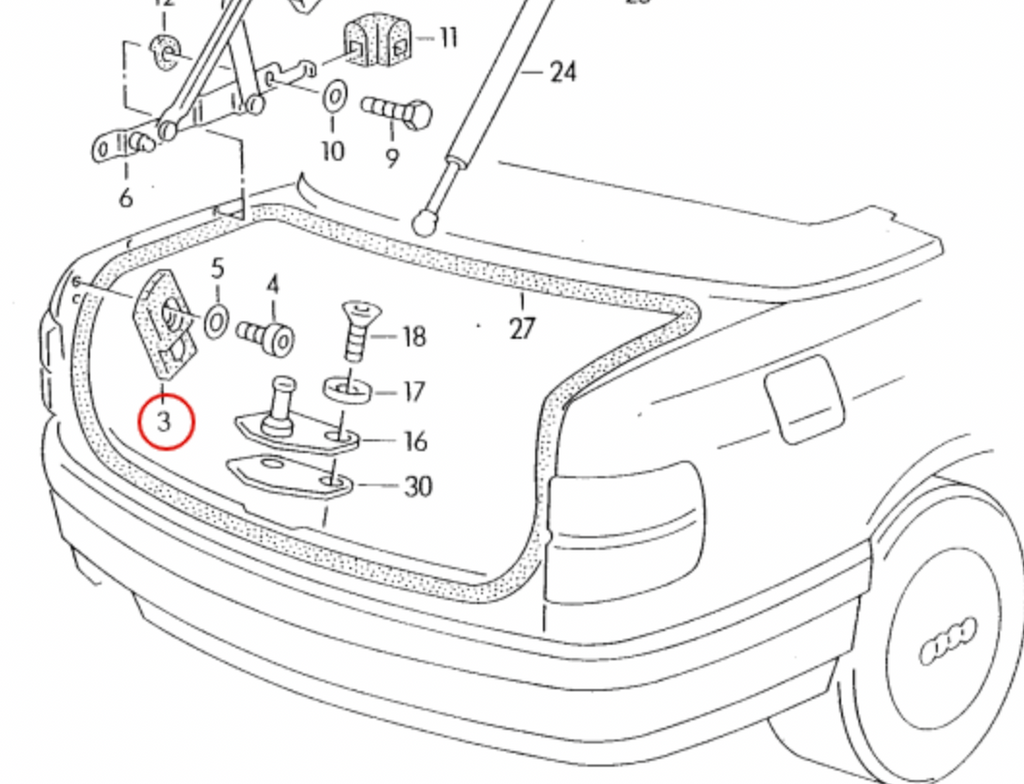 Audi Cabrio Set Stop Buffer Tailgate Set Left &Right 8G0827249D / 8G0827250D — view 5