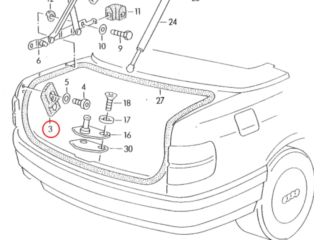 Audi Cabrio Set Stop Buffer Tailgate Set Left &Right 8G0827249D / 8G0827250D — view 5