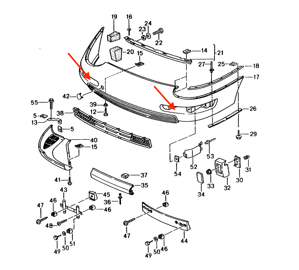 Audi Porsche 911 993 / Audi RS2 Front Bumper Brake Cooling Air Duct Trim Set of 2 Primed — view 4