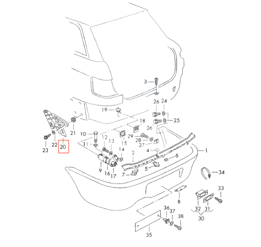 Audi S2, RS2 Bumper Rear Mount Left Or Right 8A0807193 / 8A0807194 — view 6
