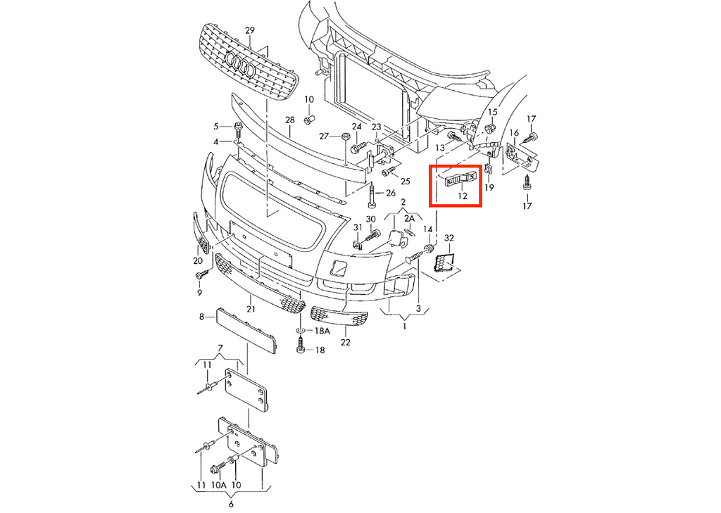 Audi TT Mk1 8N Front Wing Bumper Bracket Mount Left Or Right Black 8N0807183C / 8N0807184C — view 4
