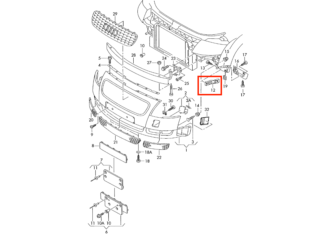 Audi TT Mk1 8N Front Wing Bumper Bracket Mount Left Or Right Black 8N0807183C / 8N0807184C — view 4