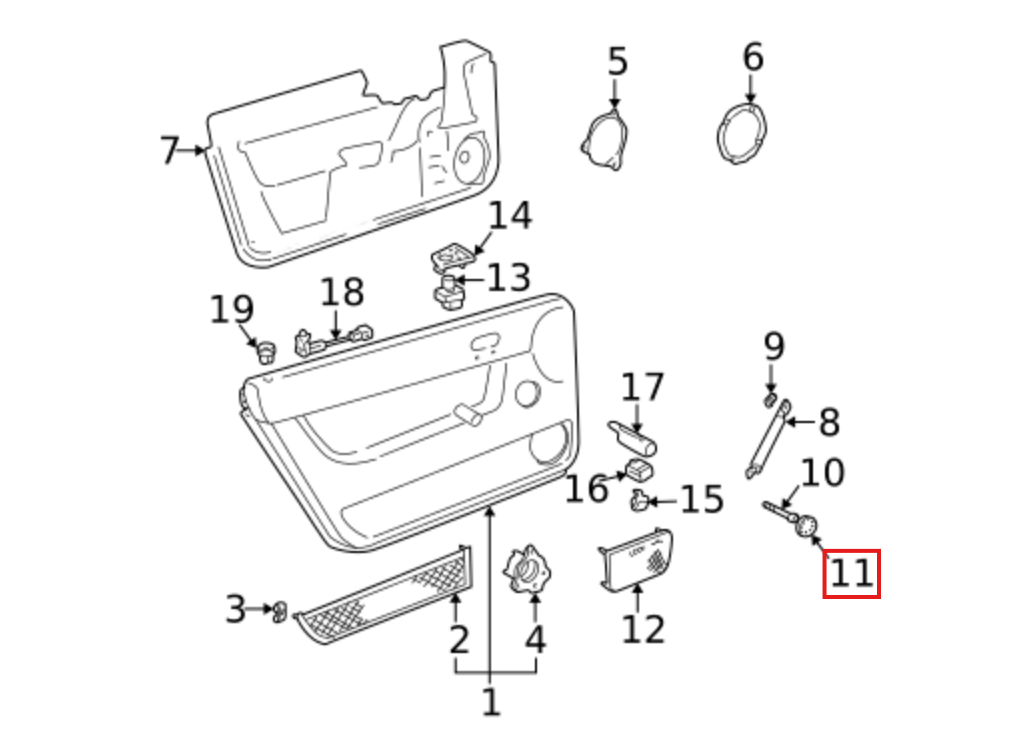Audi TT Mk1 Door Card Handle Cap Covers Set of 2 Metalized Gray (8N0867163) — view 4