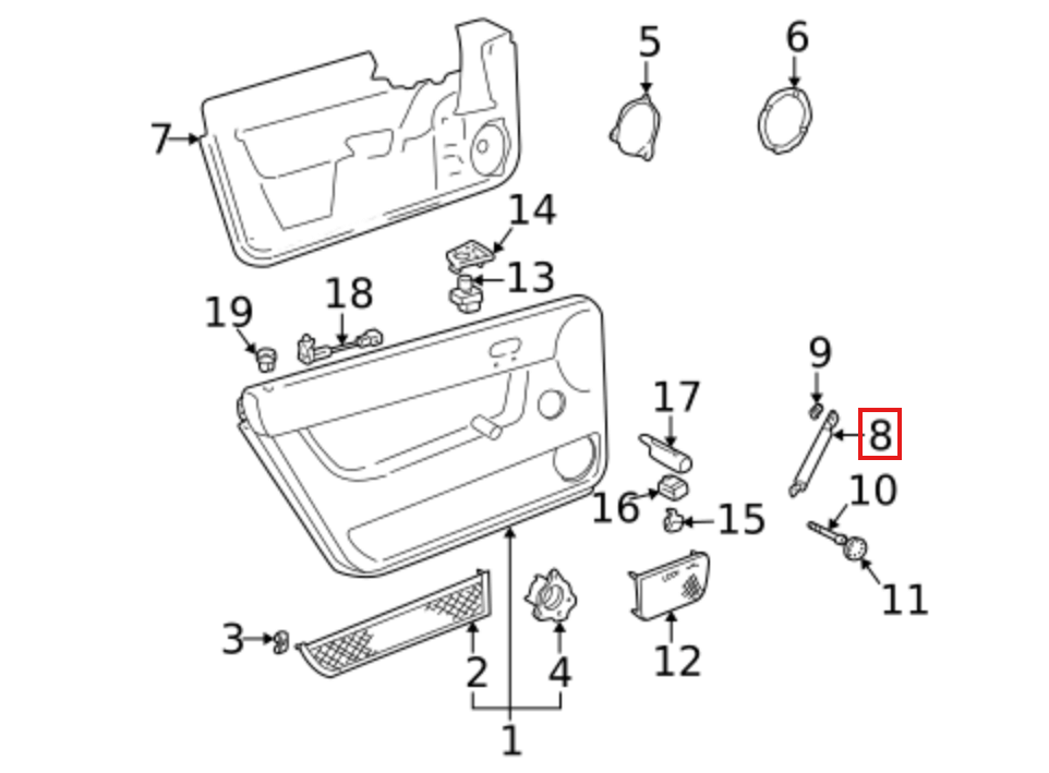 Audi TT Mk1 Door Grab Handle Black Left or Right (8N0867161A27F / 8N08671624PK) — view 4