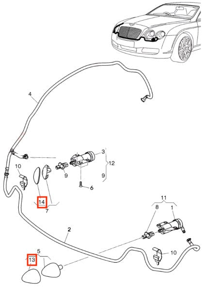 Bentley Continental GT Headlight Washer-Spray Jet Cover Set Of 2 Primed 3W8955101A & 3W8955102A — view 3