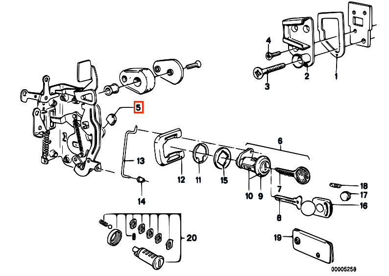 BMW 114 E9 E12 E21 E23 E24 E26 E28 Door Latch Buffer Set of 4 Black (51211809735) — view 4