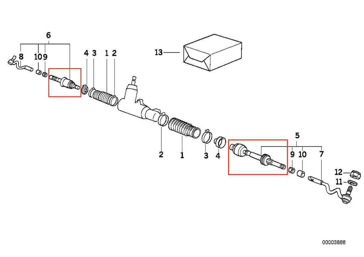 BMW 3 Series E36 / BMW Z3 E36 Axial Rod / Inner Tie Rod Set of 2 Left and Right (32111139315 / 32111139316) — view 3