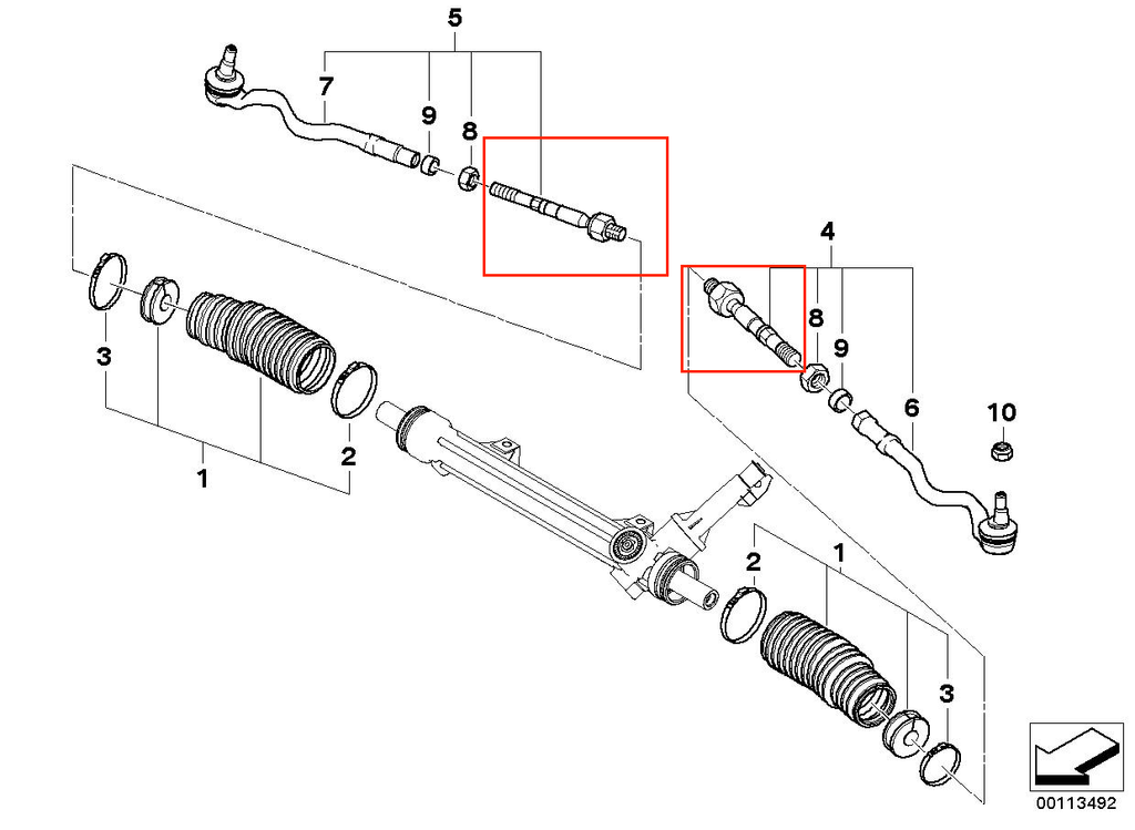 BMW 3 Series E46 / E46 Coupe Axial Rod / Front Inner Tie Rod Set of 2 Left and Right (32106777503 / 32106777504) — view 3