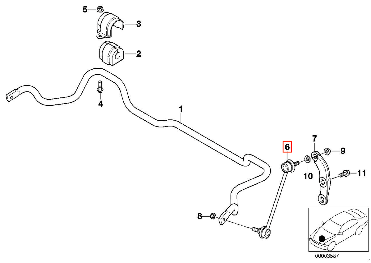 BMW 5 Series E39 / E39 Touring Front Stabilizer Link Set of 2 Left and Right (31351091856 / 31351095661) — view 3