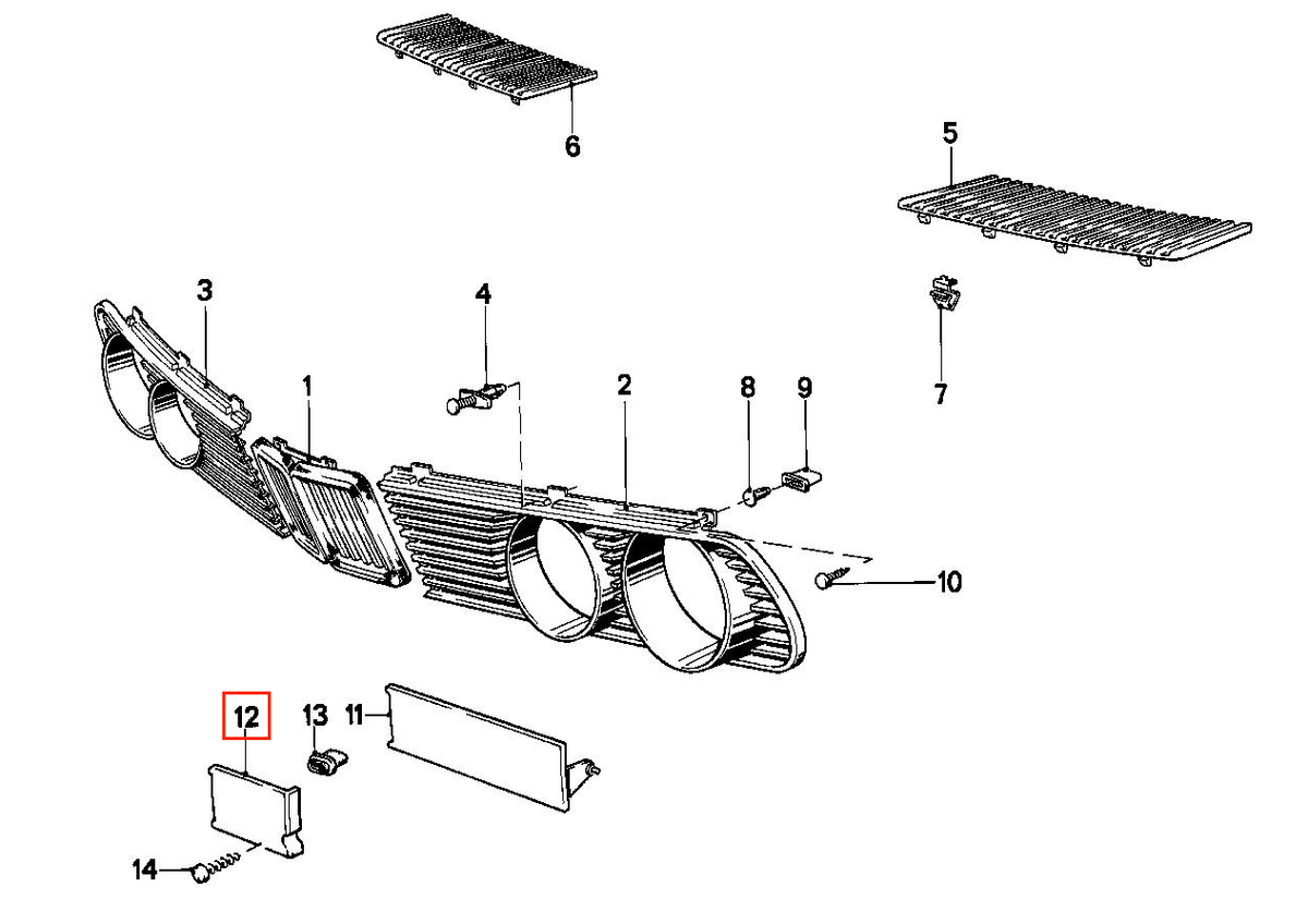 BMW BWM E28 Front Fog Light Cover Left and Right Black (51711888653 / 51711888654) — view 4