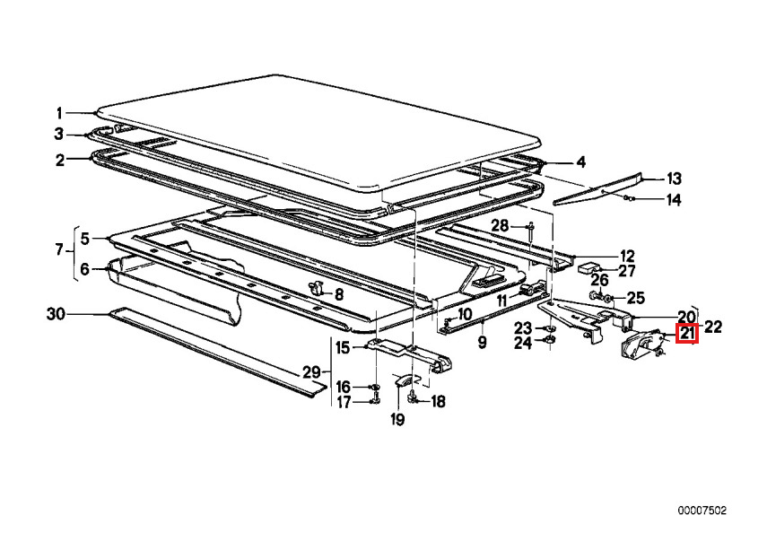 BMW E12 E21 E23 Sunroof Frame Gate Black Left or Right (54121843429 / 54121843430) — view 4