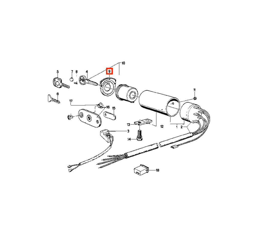 BMW E23 / E24 / E28 Ignition Barrel Lock Surround Cover Cap Black (32321151726) — view 5