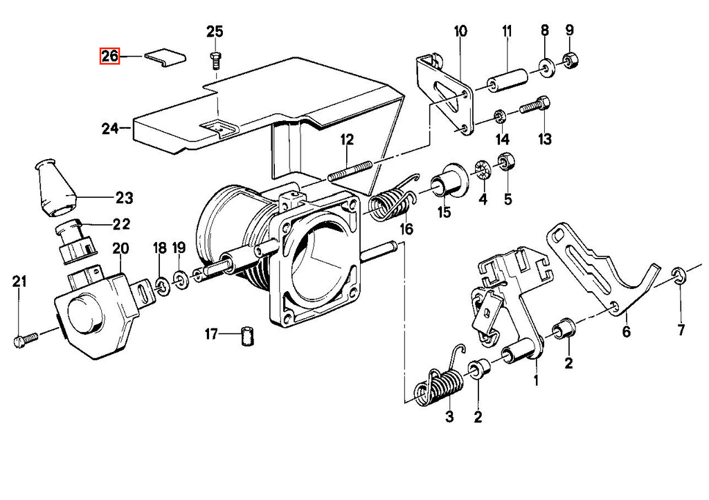 BMW E24 E28 E32 E34 Throttle Housing Assembly Cap Black (13541726434) — view 4
