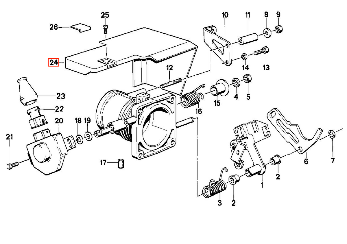 BMW E24 E28 E32 E34 Throttle Housing Assembly Cover Black (13541726433) — view 4
