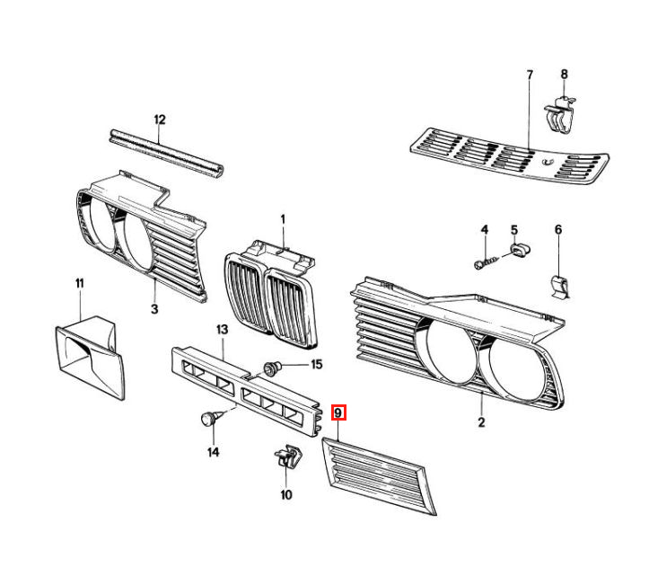 BMW E24 E30 Fog Light Cover Left or Right Black (51711906287 / 51711906288) — view 4