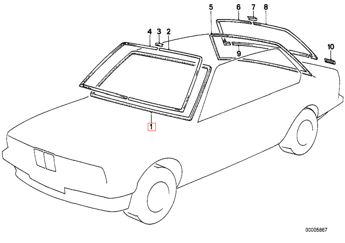BMW E24 Windshield Sealing Gasket (51311869278) — view 5
