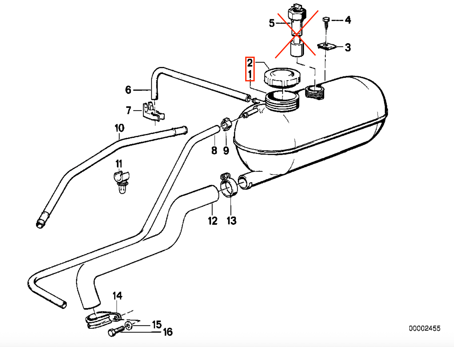 BMW E28 E30 Z1 Expansion Tank Set (17111707540 / 17114379047) — view 6