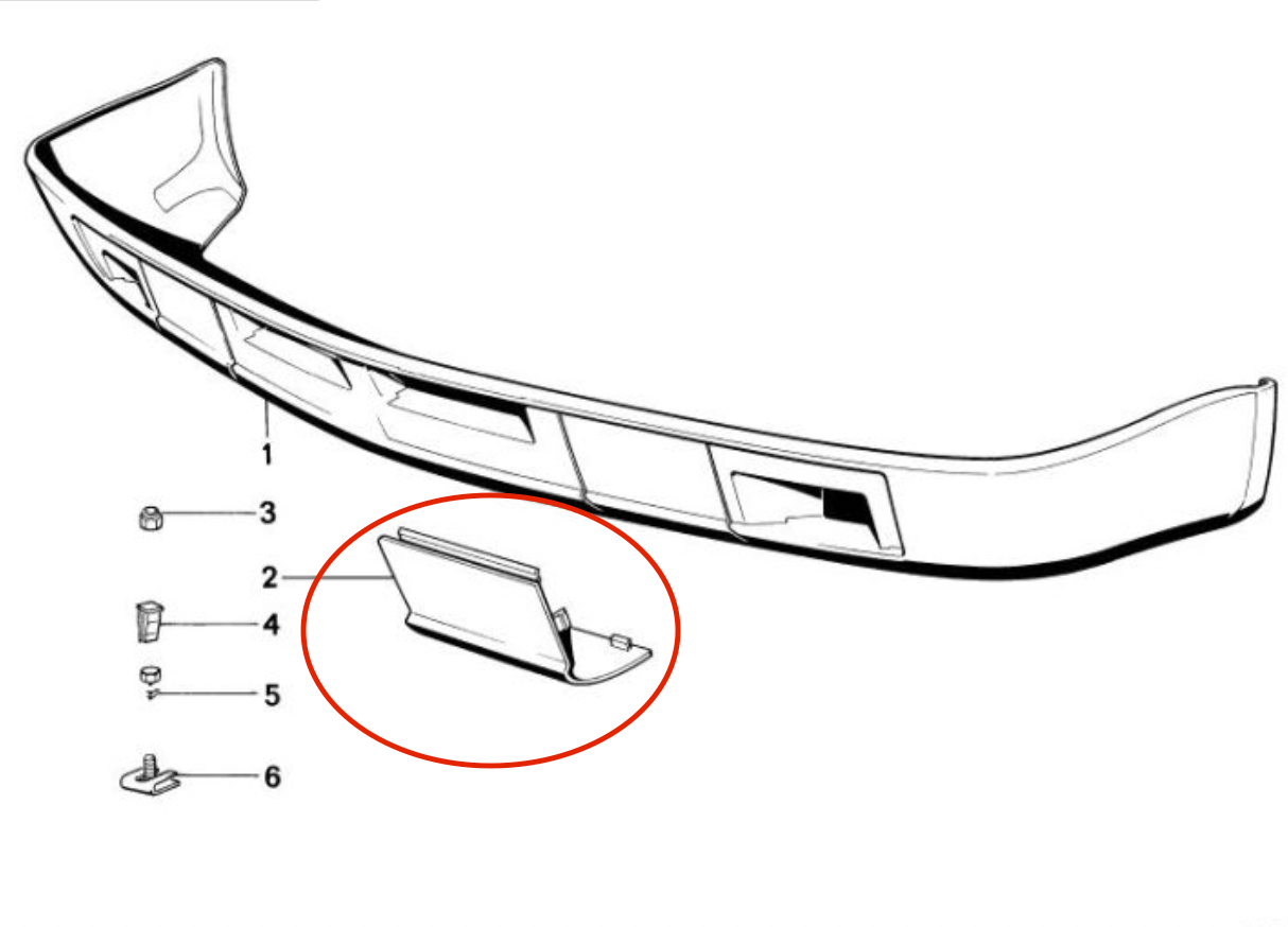 BMW E28 Front Bumper Spoiler Cap Cover 51711919944 / 51711919943 Right or Left — view 3
