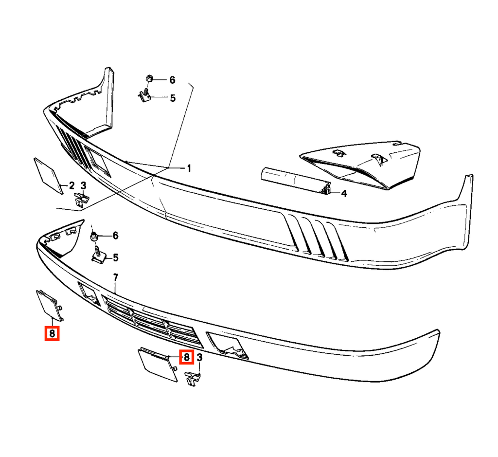 BMW E28 Front Bumper Tow Hook Cover Trim Primed (51711909249) — view 4