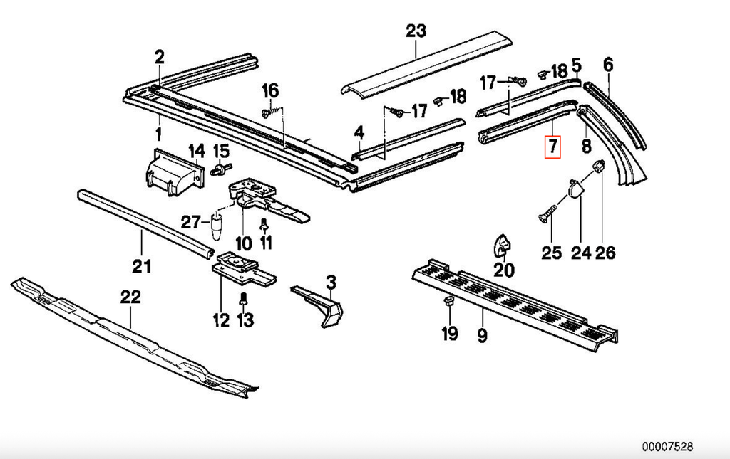 BMW E30 Cabrio Sealing Gasket Roof Hood Rear Left or Right (51328103193 / 51328103194) — view 4
